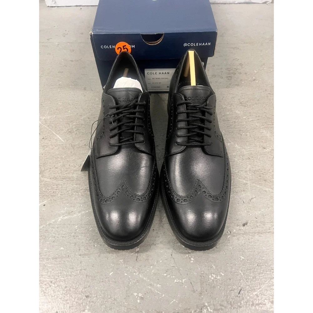 Cole Haan Modern‎ Essentials C34262 Oxford Mens US 8M Black Wingtip Dress Shoes